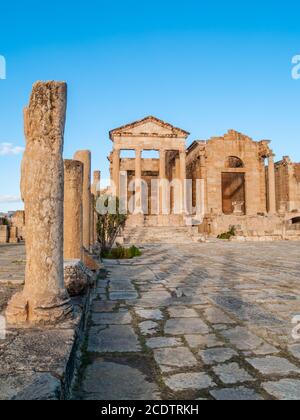 Le site archéologique de Sbeitla est situé à Sbeitla en Tunisie, dans ce qui était la ville romaine de Sufetula et préserve le RE Banque D'Images