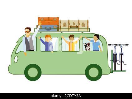 Dans la famille bus camping illustration Banque D'Images