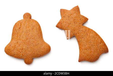 Biscuits de Noël en pain d'épice isolés sur fond blanc Banque D'Images