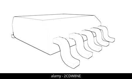 Circuit INTEGRE Electrionic Chip 3d illustration croquis contours Banque D'Images