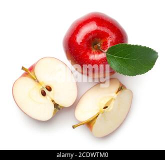 Pommes rouges isolées sur fond blanc Banque D'Images