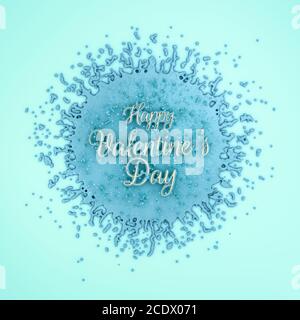 Happy Valentine's Day Message écrit par lettrage volume lumineux sur splash en bleu. 3d illustration Banque D'Images