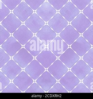 Motif écossais à rayures géométriques façon aquarelle sans coutures avec contour décoratif blanc. Aquarelle dessin à la main pourpre couleur rayures texture backgro Banque D'Images