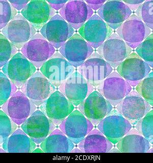 Motif géométrique sans couture avec aquarelle colorée abstraite se chevauchant des formes en arrière-plan à carreaux. Aquarelle dessin à la main carreaux fluo lumineux Banque D'Images
