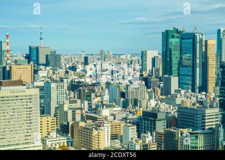 Vue sur Tokyo depuis l'observatoire de la Tour de Tokyo Banque D'Images