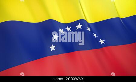 Le drapeau du Venezuela . Illustration 3D de haute qualité. Idéal pour les actualités, les reportages et les événements. Banque D'Images