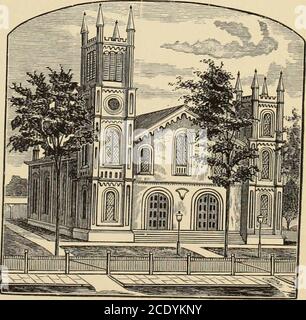 . Histoire du comté de Queens, New York, avec des illustrations, des portraits et des croquis de familles et d'individus éminents. Église réformée (néerlandaise), Jamaïque, debout près du site de la première. Pierre d'angle posée le 4 juillet 1832; construite le 4 juillet 1833; consommée par le feu le 19 novembre 1857 Église réformée (néerlandaise), Jamaïque, construit la brique d'op et couvert D'ARDOISE. PIERRE D'ANGLE POSÉE SEPTEMBRE UTH 1858 • CHURCHDEDICATED 6 OCTOBRE 1859; COÛT D'ENVIRON 20,000 $. ÉGLISES KEFORMED ET ÉPISCOPALES, JAMAÏQUE. 23 ? En 1766, le 2 février, Dominie Boclen est arrivé à portfrom Holland, et le 4 a donné son dans Banque D'Images