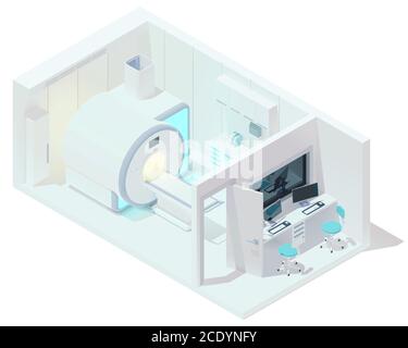 Salle d'IRM et de tomographie isométrique à vecteur Illustration de Vecteur