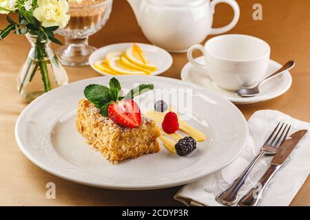 Gâteau Napoléon, vue rapprochée Banque D'Images