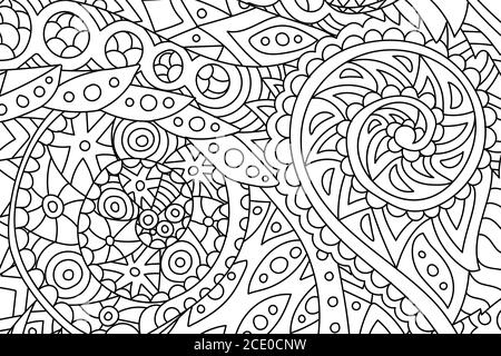 Belle page de livre de coloriage de horisontal avec motif abstrait Illustration de Vecteur