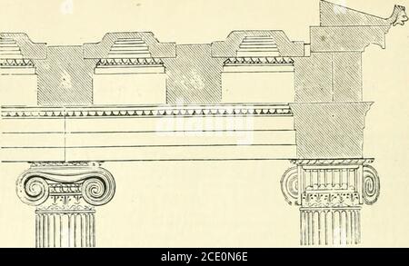 . Architecture, classique et début chrétienne . TIG. Sr—Mosaïque feom iue Temple de Zeus, Olympie. Loi invariable de composition. Tet in certam resi)ptom—?comme, par exemple, l'espacement aul position des colonnes—un degré de liberté dont AVAS jouissait l'archi Eonien K 2. KIC. S?.—Sr.CTI )N DE THI! P,):tTico DE TNC Kr.rcHTHE;r..r. Banque D'Images