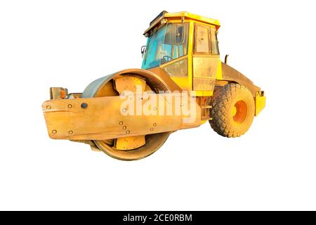 Vue latérale du rouleau à vapeur isolé sur fond blanc avec espace de copie. Concept de travail en cours. Banque D'Images