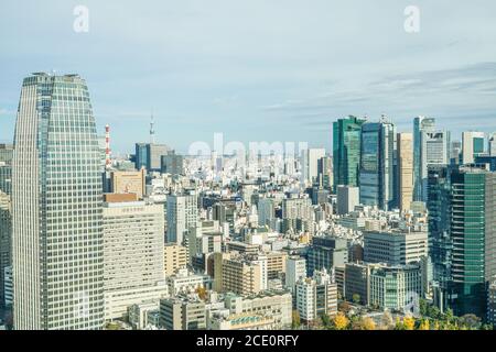 Vue sur Tokyo depuis l'observatoire de la Tour de Tokyo Banque D'Images