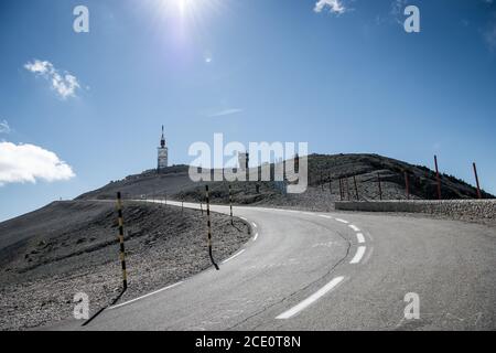 Juin 2016.Mont Ventoux dans la région Provence du sud de la France.Elle a gagné en notoriété grâce à son inclusion dans la course cycliste Tour de France. Banque D'Images