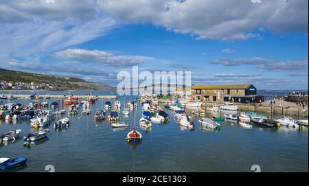 Lyme Regis, Dorset, Royaume-Uni. 30 août 2020. Météo au Royaume-Uni: Le Cobb et le port à Lyme Regis est baigné dans le soleil de l'après-midi. Credit: Celia McMahon/Alamy Live News. Banque D'Images