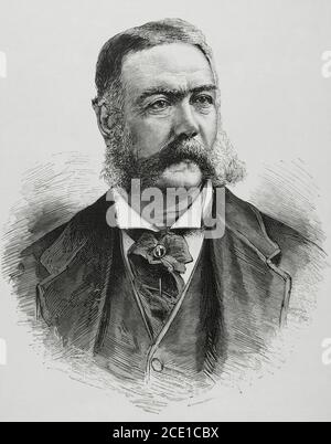 Chester A. Arthur (Chester Alan Arthur) (1829-1886). Politicien américain. Il a été le 21e président des États-Unis (1881-1885). Portrait. Gravure par Capuz. La Ilustracion Española y Americana, 1881. Banque D'Images