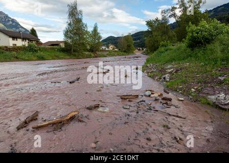 Hochwasser nach Dauerregen in Flums/Schils. Banque D'Images