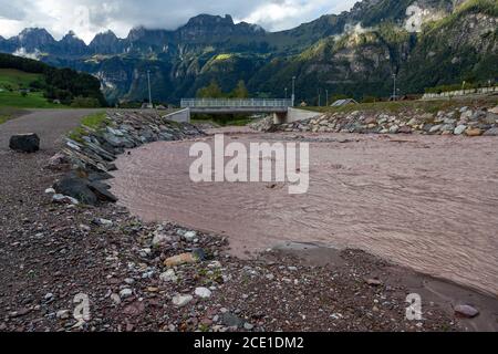 Hochwasser nach Dauerregen in Flums/Schils. Banque D'Images