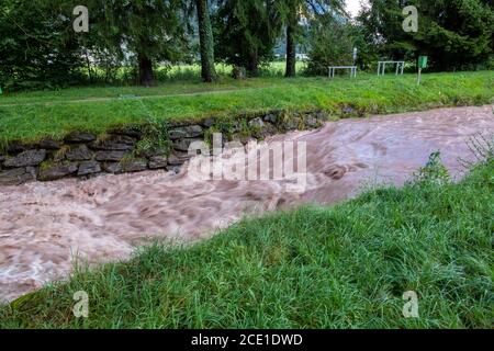 Hochwasser nach Dauerregen in Flums/Schils. Banque D'Images