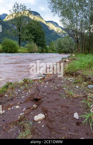 Hochwasser nach Dauerregen in Flums/Schils. Banque D'Images