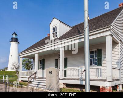 Le phare Isabel de Port (point) et le site historique de l'État du Texas à Port Isabel, Texas. Banque D'Images