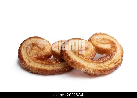 Cœurs de pâte feuilletés émaillés de sucre caramélisé Banque D'Images