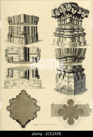 . Antiquités de la cathédrale . fenêtres et arches sur le côté nord: a. élévation de la jetée de colonnes groupées et de hollowmoulages: b. section de la jetée opposée: c. section du mur, entre les fenêtres, de l'arche de l'aile, et des fesses volantes dissimulées du mur de la nef à celle de l'aile : d. section du mur, bienatla fenêtre de l'aile nord : e. porte-chemin ouest au nord aile:f. fenêtre de l'aile, à la nef, au-dessus de laquelle est une section d'itsmoldings et du parapet: g. section de la fenêtre de l'aile nord,au-delà de laquelle est montré le profil du Banque D'Images