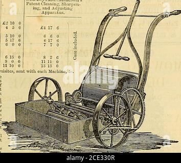 . La chronique des jardiniers et la Gazette agricole . usands de ces machines sont maintenant en fonctionnement réussi sur les pelouses de la royauté, la noblesse, et Gentry du Royaume-Uni et. Le continent de l'Europe, et sont prononcés supérieur à tout autre pour la légèreté de la dépouille, l'efficacité, et la durabilité. La demande est en augmentation annuelle—le nombre fourni par M. Samuelson pendant les années tlie 1S56, 1857, et! 1S5S étant plus de 2100. Témoignages sont continuellement reçus de messieurs les ayant dans; utilisation quotidienne, qui parlent dans les plus hauts termes de leur efficacité.ce sont les o Banque D'Images