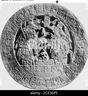 . Une introduction à l'étude des hiéroglyphes maya . Quelques exemples de datation de la ronde du calendrier sont donnés dans la figure 83 et la planche 25. Infigure S3, .4, est montré une partie de l'inscription sur l'autel M à Quirigua.in Al BL apparaît un nombre composé de 0 kins, 2 viinaJs, et 3 tuns, c'est-à-dire, 3.2.0, Et à la suite de ce m A2B B2, la date 4 Ahau 13 Yax, et dans A3b B3 la date 6 Ahau 18 Zac. Comparer le mois glyphsine B2 et B3 avec q et r, et s et t, respectivement, de la figure 19.cela a chaque apparence d'être une série secondaire, l'une des dates de thetwo étant le point de départ du nombre 3.2.0, et Banque D'Images