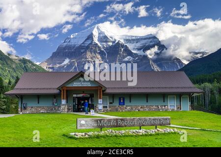 Le centre d'accueil du Mont Robson dans le parc provincial du Mont Robson, Colombie-Britannique, Canada. Banque D'Images