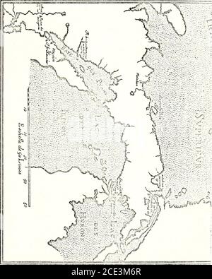 . Une brève histoire des îles des Cheneaux : quelques nouveaux chapitres de l'histoire de Mackinac . bonne autorité, visité les îles des Cheneaux dans les voyages qui seront ici mentionnés briejfly. 1634—^Jean Nicolet, un Français, et un lieuten-ant de Champlain avec une escorte de sept Huronindiens, en canoës d'écorce de bouleau, a visité le Sault, LesCheneaux, Mackinac, Wisconsin, Et probablement le pays de l'Illinois, dans un voyage d'exploration Tobecome connaissance avec les tribus indiennes lyingBeyond *Mer douce (Lac Huron) * * * et de trouver la mer de Chine et ainsi de ce qui a cherché à long-pour le court passage à l'Asie. 1635—^Jean Banque D'Images