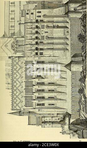 . Gazette des beaux-arts . n Orient,soit en Espagne, ce motif si original et si personnel à lart musulman. Ilfaut mêm quil en ait été bien fréré pour, après son retour, sen êtresouvenu au point davoir tenu à introduire au milieu des éléments Go-thiques de sa race et de son éducation la sauveur exotique et bizmentcharmante de ce souvenir de voyage. XllI. — 11 ne serait que juste insiste sur la beauté, sur harmonieet les proportions des grands magasins de ces nobles salles. 11 les faudraitcomparater, au point de vue des dimensions et du style, avec les compétences des Bernardins Banque D'Images