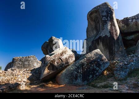 Grandes ruines du Zimbabwe, rochers naturels au complexe de la colline, ou acropole, ancienne capitale de la civilisation Bantu, province de Masvingo, Zimbabwe, Afrique Banque D'Images