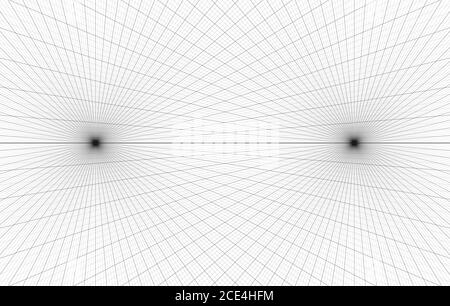 Arrière-plan de la grille de perspective à deux points illustration du vecteur 3d. Modèle d'architecture modèle d'arrière-plan de projection. Ligne horizon de perspective à deux points Illustration de Vecteur