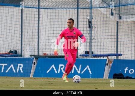 Sergio Asenjo (Villarreal), 28 AOÛT 2020 - football : rencontre de preseason entre Valencia CF 2-1 Villarreal CF à la Pinatar Arena de San Pedro del Pinatar, Espagne. (Photo de Mutsu Kawamori/AFLO) Banque D'Images