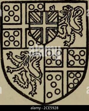 . Une histoire du Hampshire et de l'île de Wight . BASINGSTOKE CENT BRAMLEY. Wellesley, duc de Wellington. Trimestriel, 1 et 4 : Gules un croisement entre vingt roundelsargent, pour Wellesley ; 2 et i : ou un lion gules, pour Colley ; et dans le sehief un scutcheon de l'Union de vice de la Grande-Bretagne et de l'Irlande. Des Gardiners à Thomas Brocas. En 1717, il était en la possession de Jane Fit/. William, veuve, et John Dally et sa femme,45 mais avant 1757, Ithad passa entre les mains des Haskers, qui aidêtre situé à Bramley pendant de nombreuses générations,46John Hasker et Marie sa femme en cette année con-veyin Banque D'Images