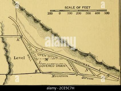 . Succès avec les petits fruits . ENCH. REMPLI sfi- OLE -t. ÉCHELLE DES PIEDS 100 0 100 :IOO 300 400 600. Carte montrant des expériences dans le drainage d'une ferme de fraises. R. l). ScrvossN.Y. En face de ma maison, il y a une parcelle de terre de bas niveau contenant environ trois acres. Sur ce point, l'eau de surface courait de tous les côtés, et il n'y avait pas de sortie. Le sol était, en conséquence, .aigre, et dans certains endroits, seule l'herbe de marais awiry allait croître. Et pourtant, il ne fallait qu'un coup d'œil pour trouver un drain, qui pourrait transporter immédiatement cette eau de surface, le wouldrender la meilleure terre sur l'endroit. J'ai essayé, en vain, le e Banque D'Images