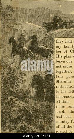 . La vie de l'honorable William F. Cody, connu sous le nom de Buffalo Bill, le célèbre chasseur, scout et guide. Une autobiographie . qui avait été membres de la partie de l'État libre à travers les troubles du Kansas, et qui avait, comme notre famille, tout perdu aux mains des Missouriens. Ils ont compris qu'une bonne occasion leur était offerte de riposter et de se mettre à égalité avec leurs persécuteurs, car ils étaient tous considérés comme des assiégistes. Mais le fait qu'ils étaient tous sécessionnistes n'était pas vrai, car ils ne sympathisaient pas tous avec le Sud.mais les hommes de l'État libre, moi-même parmi eux, ont renoncé à ce que le Missouri était un s Banque D'Images