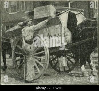 . Travaux d'eau et d'égout . e, quatre surintendants généraux, des surintendants de la rue aérienne, un surintendant des machines, un inspecteur et deux préposés à l'entretien des ordures, deux inspecteurs de garbagedump, quatre contremaîtres de mountedon cycles à moteur, trois contremaîtres dans la division san-cavitaire et un chauffeur pour l'automobile de l'appartement, utilisé par le chef. OCTOBRE, MS STREET CLEANING DEPARTMENT OF BALTIMORE, MD. 341 le corps du ministère comprend 310 balayeuses, 150 conducteurs de chariots de rue, 30 ouvriers d'égouts, 12 conducteurs de chariots d'égouts, 22 conducteurs de balayeuses de rue, 205 conducteurs de chariots à ordures, 10 conducteurs Banque D'Images