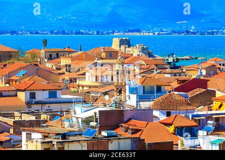 Nafplio, Grèce vue aérienne Banque D'Images