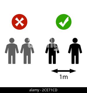 Conserver l'infographie de distance sociale. Guide de prévention du coronavirus vecteur, distanciation sociale contre le virus, illustration du graphique de bannière d'avertissement. Règle à pré Illustration de Vecteur