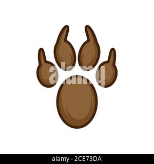 Ensemble à imprimé Paw. Imprimé de sentier de pied de Paw d'animal. Icône plate de couleur marron Illustration de Vecteur