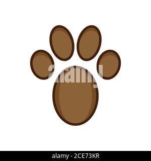Ensemble à imprimé Paw. Imprimé de sentier de pied de Paw d'animal. Icône plate de couleur marron Illustration de Vecteur
