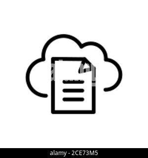 Illustration vectorielle de l'icône de ligne de document Cloud isolée sur fond blanc Illustration de Vecteur