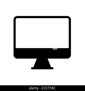 Symbole du moniteur icône de ligne noire plate, illustration vectorielle Illustration de Vecteur