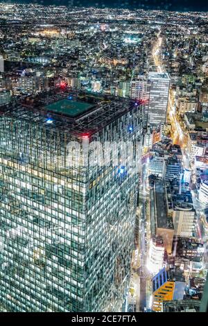 Vue nocturne de Nagoya (depuis Sky Promenade) Banque D'Images