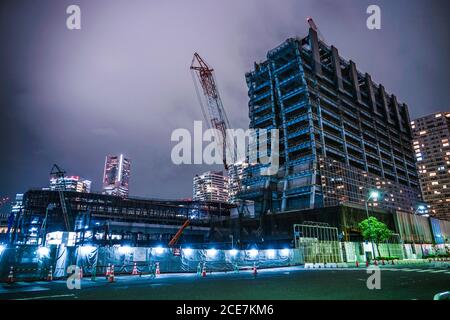 Chantier de construction de bâtiments de haute hauteur du Yokohama Minato Mirai Banque D'Images