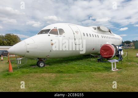 Fuselage d'un British Aerospace BAE 146-100 exposé au de Havilland Museum, Londres Colney, Royaume-Uni. Banque D'Images