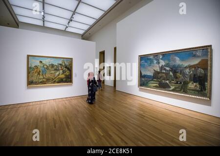 Singapour : la Galerie nationale d'art dans les anciens bâtiments de la Cour suprême et de l'Hôtel de ville Banque D'Images