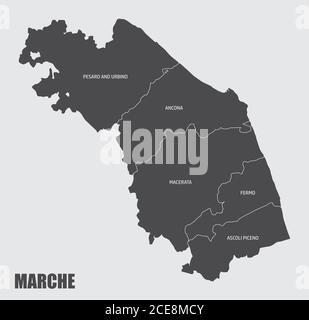 Carte de la région des Marches Illustration de Vecteur